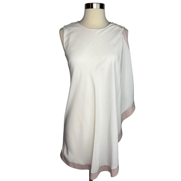 Ted Baker London Bolty Draped White Sleeveless Asymmetrical Sheath Dress Size 0 - Picture 2 of 13